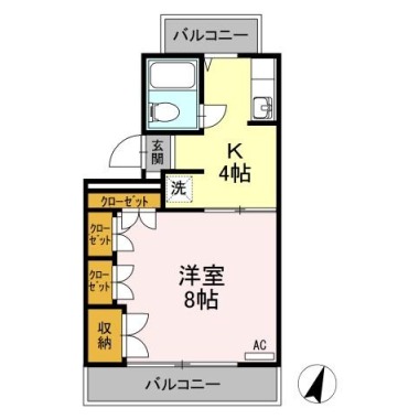 ハイツ伊世 206の間取り図