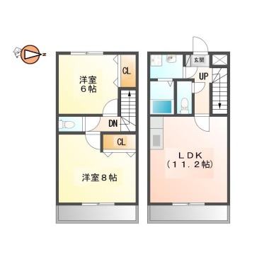 北田宮 アパート 2LDK 103の間取り図