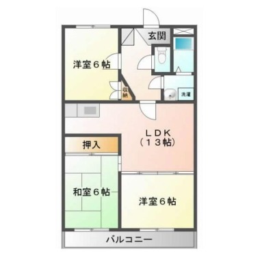 北田宮 マンション 3LDK 102の間取り図