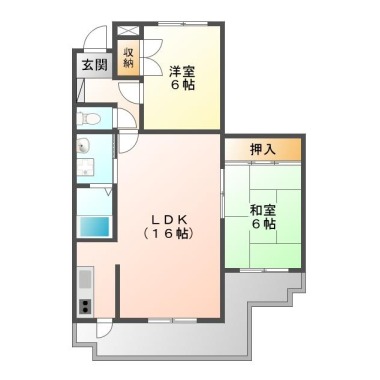 北田宮 マンション 2LDK 401の間取り図