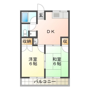 南沖洲 アパート 2DK 203の間取り図