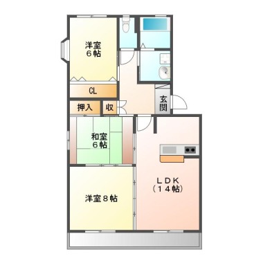 末広 アパート 3LDK 104の間取り図