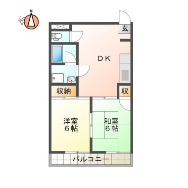 佐古三番町 マンション 2DK 405の間取り図