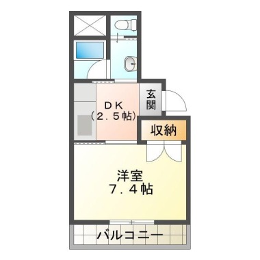 山城西 マンション 1DK 204の間取り図