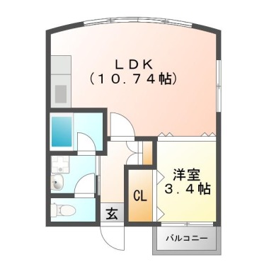 福島 マンション 1LDK 302の間取り図