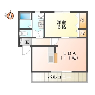 南矢三町 アパート 1LDK 101の間取り図