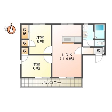 南矢三町 アパート 2LDK 204の間取り図