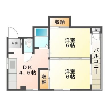 住吉 マンション 2DK 401の間取り図