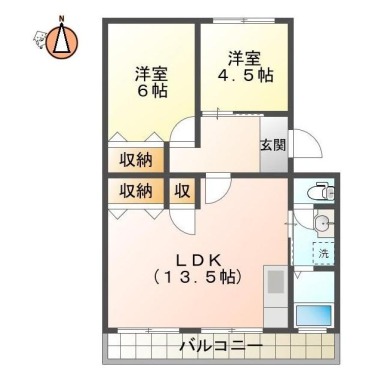 上助任町 マンション 2LDK 1号204の間取り図