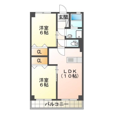 南矢三町 マンション 2LDK 202の間取り図