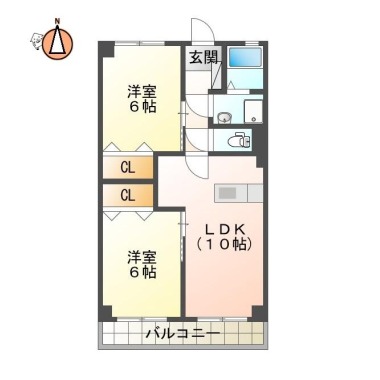 南矢三町 マンション 2LDK 305の間取り図