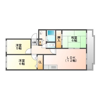 住吉 マンション 3LDK 107の間取り図