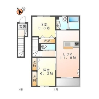 ツインズI番館 201の間取り図