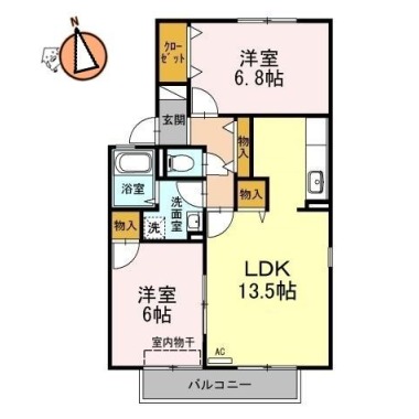 ルミナス山城 B101の間取り図