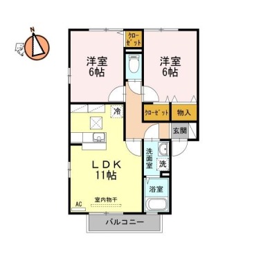 エーデルハイムI棟 1-101の間取り図