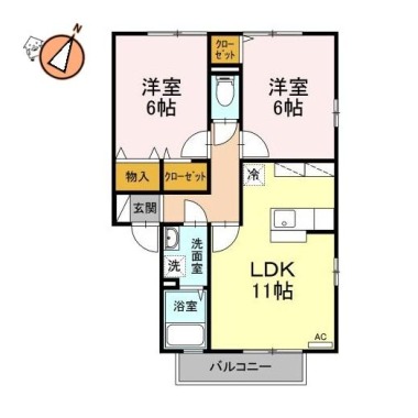エーデルハイムI棟 1-107の間取り図