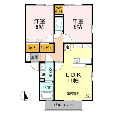 エーデルハイムI棟 2-202の間取り図