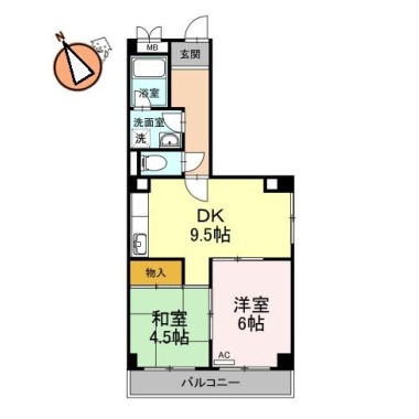 浜田マンション 401の間取り図