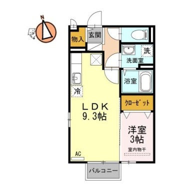 アクシス南島田D棟 105の間取り図