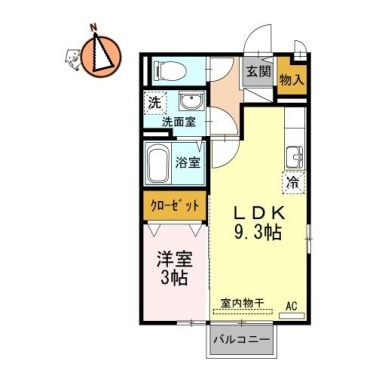 アクシス南島田D棟 201の間取り図