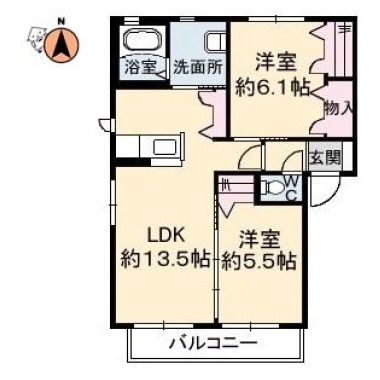 クラヴィエ南昭和 D棟 108の間取り図