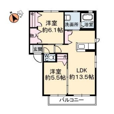 クラヴィエ南昭和 D棟 110の間取り図