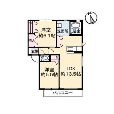 クラヴィエ南昭和 D棟 210の間取り図