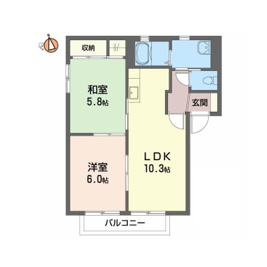 シャーメゾン八万 2番館 203の間取り図