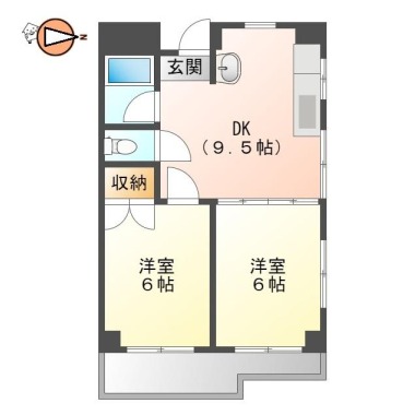 佐古三番町 マンション 2DK 603の間取り図