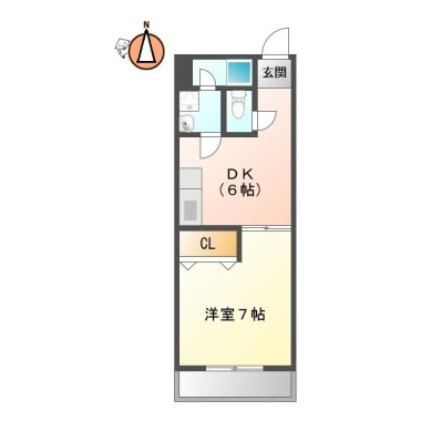 南矢三町 マンション 1DK 103の間取り図