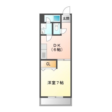 南矢三町 マンション 1DK 104の間取り図