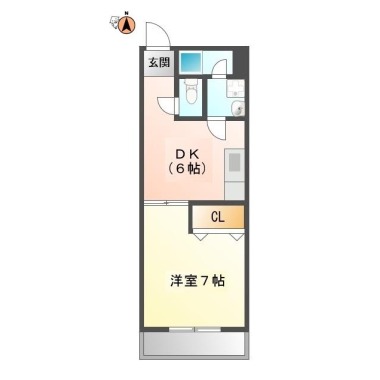 南矢三町 マンション 1DK 405の間取り図