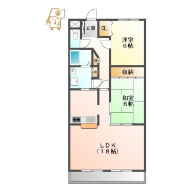 北佐古一番町 マンション 2LDK 414の間取り図