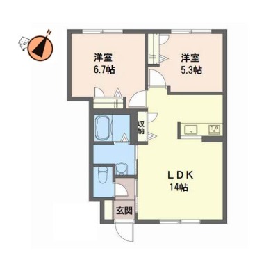 フレグランス沖洲 II番館 103の間取り図
