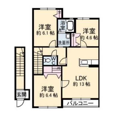 フレグランス沖洲 II番館 205の間取り図