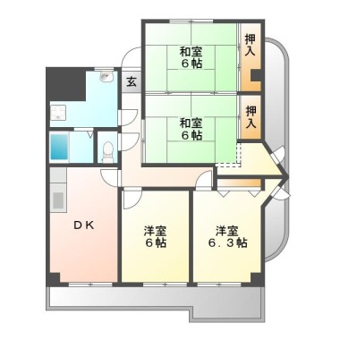 住吉 マンション 4LDK 101の間取り図