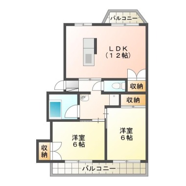 上助任町 マンション 2LDK 201の間取り図