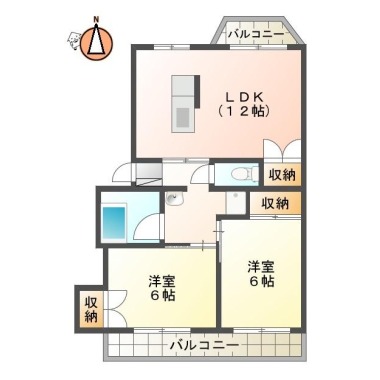 上助任町 マンション 2LDK 203の間取り図