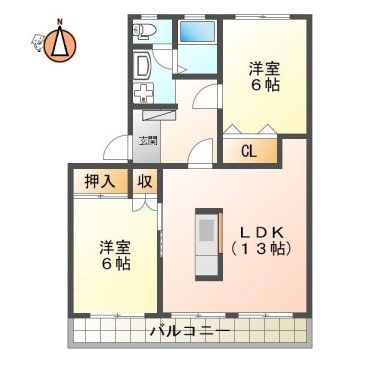 上助任町 マンション 2LDK 205の間取り図