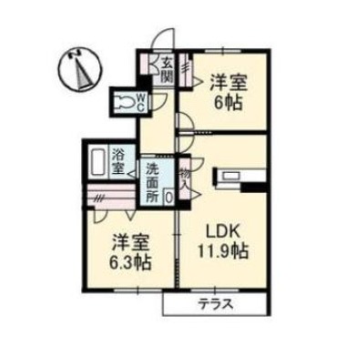 プロヌーブ南矢三 105の間取り図