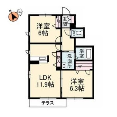 プロヌーブ南矢三 106の間取り図