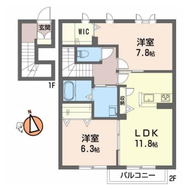 プロヌーブ南矢三 203の間取り図