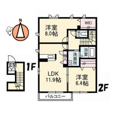 プロヌーブ南矢三 206の間取り図