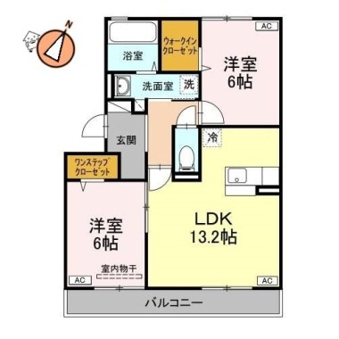 パルクアミティエI 202の間取り図