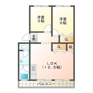 住吉 マンション 2LDK 101の間取り図