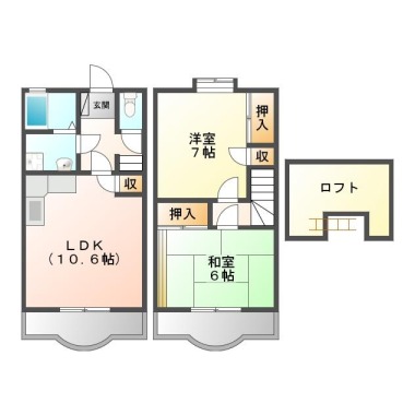 大和町 アパート 2LDK 106の間取り図