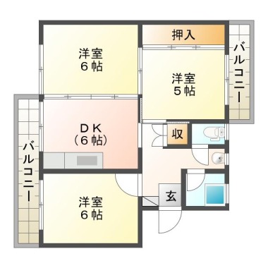 佐古八番町 マンション 3DK 302の間取り図