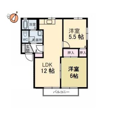 ディアス川南 A棟 102の間取り図