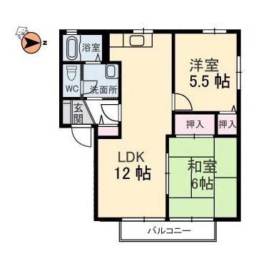 ディアス川南 A棟 202の間取り図