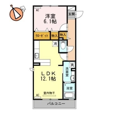 浜の前マンション13号棟 105の間取り図